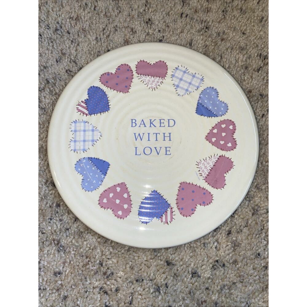 Hallmark 1986 Auntie Em Baked With Love Trivet Patchwork Hearts Cottagecore